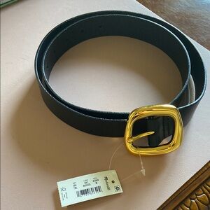 Madewell Black Belt with Gold Buckle
